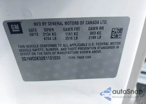 2014 Chevrolet Impala Limited Ltz from USA, damaged, VIN 2G1WC5E32E1121036